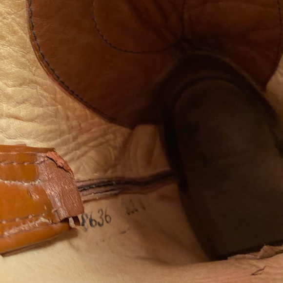 Bona Allen Boots Vintage Round Toe Cowboy Brown Leather Women Size 8 - Picture 8 of 9